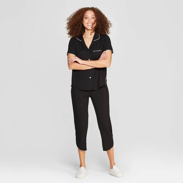 Women's Beautifully Soft Notch Collar Cropped Pajama Set - Stars Above™ | Target