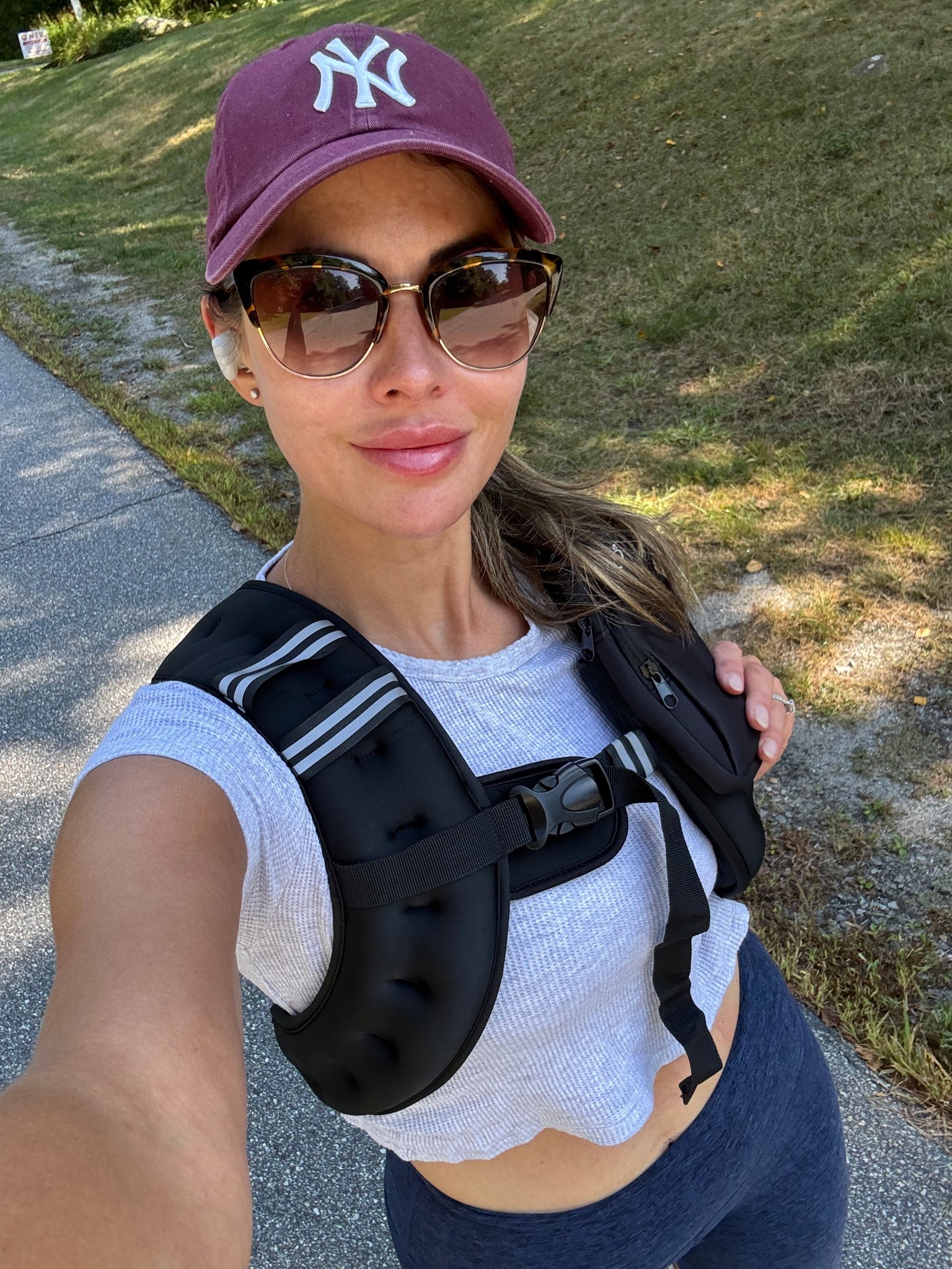 Went for a walk with my 12 lb weighted vest and loved it!
Grab it off Amazon with my walking shoes , sports bra and workout top
Alo yoga pants and NY maroon hat for fall

#LTKFindsUnder50 #LTKActive #LTKOver40