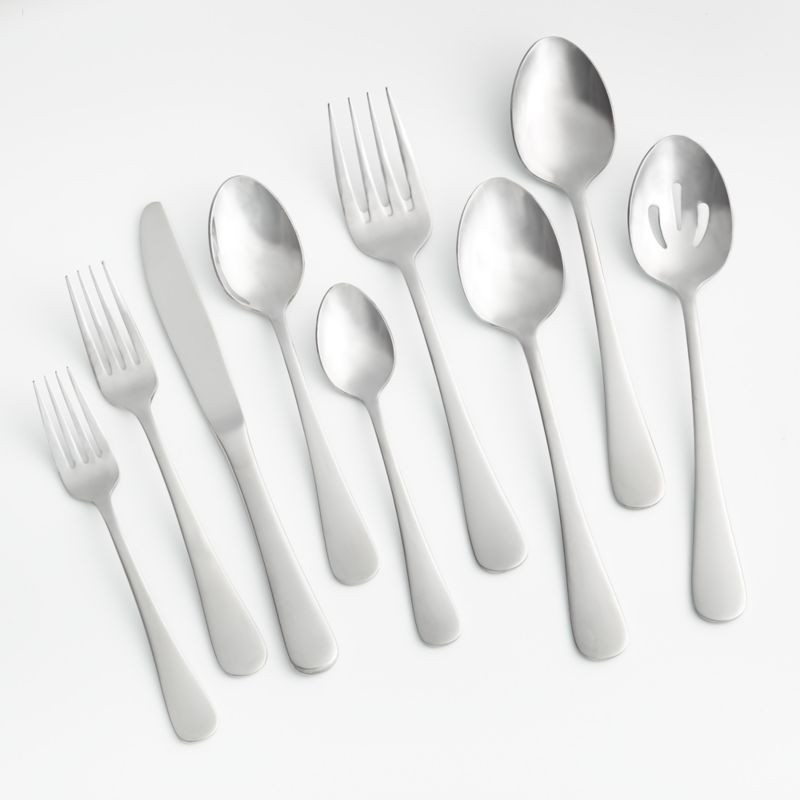 Cirrus 52-Piece Flatware Set: eight 5-piece place settings, eight extra teaspoons, two serving sp... | Crate & Barrel