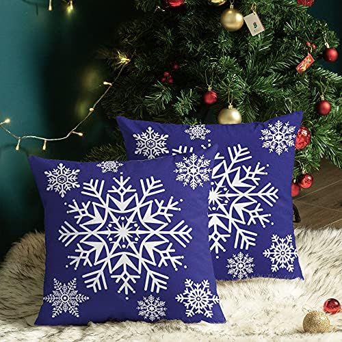 CaliTime Pack of 2 Cozy Fleece Throw Pillow Cases Covers for Couch Bed Sofa Christmas Snowflakes 16  | Amazon (US)