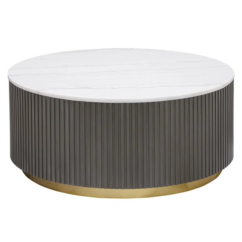 Acus Round Marble Top Coffee Table White | Wayfair North America
