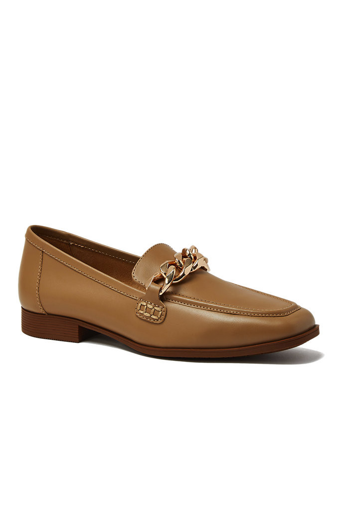 Women's Chain Leather Loafers - Lands' End - Tan - 11 | Lands' End (US)