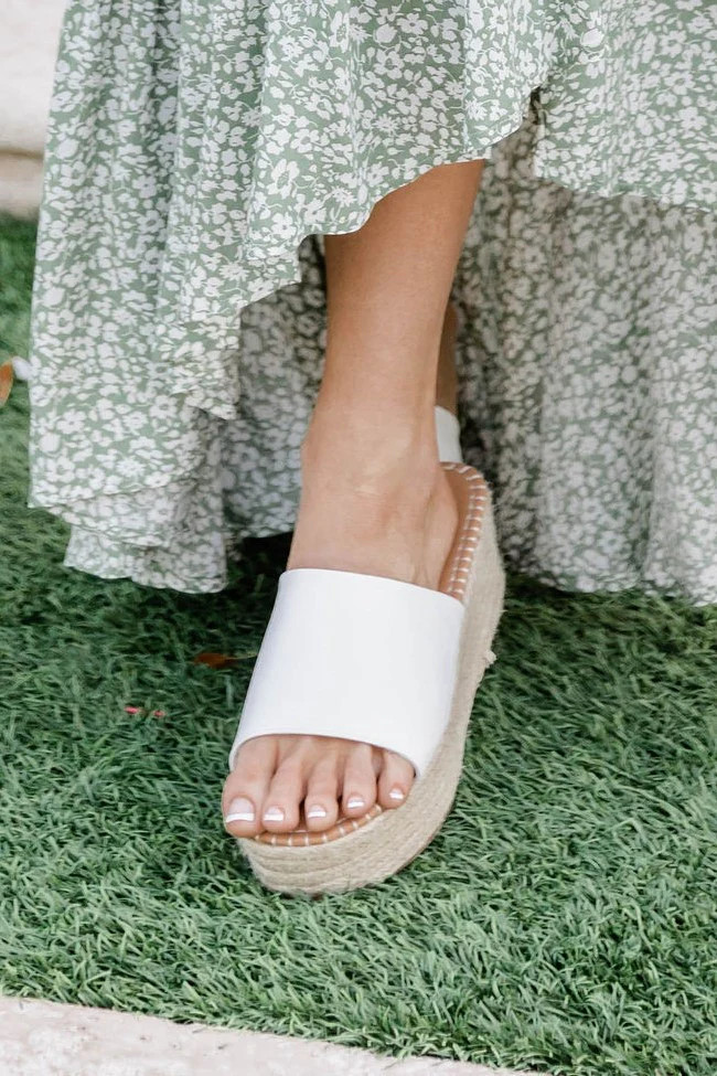 Ophelia White Espadrille Platform Wedges | The Pink Lily Boutique