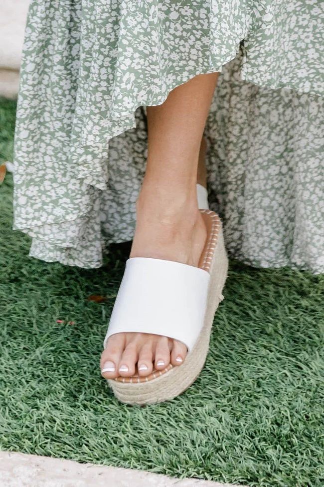 Ophelia White Espadrille Platform Wedges | The Pink Lily Boutique