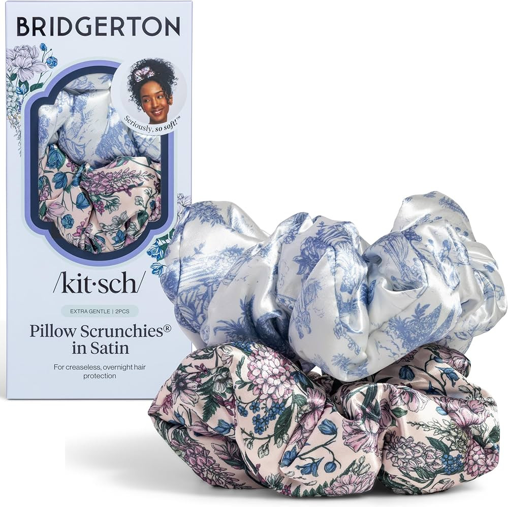 Bridgerton x Kitsch Satin Scrunchies for Women, No Snag, No Tugging, Soft & Comfortable Scrunchie... | Amazon (US)