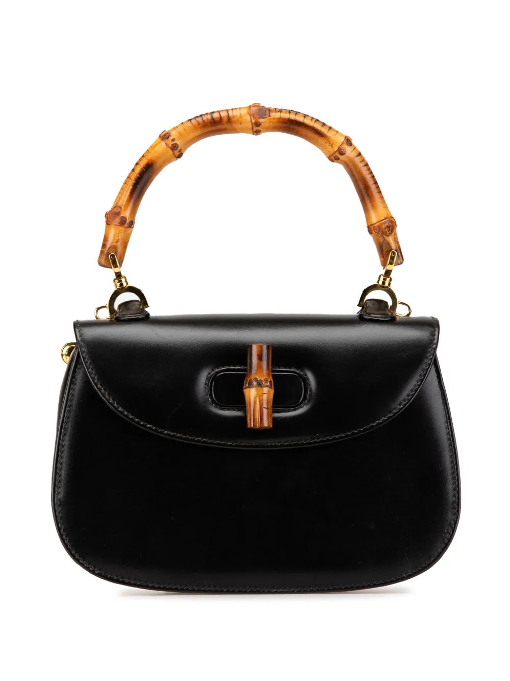 Gucci Pre-Owned 20th Century Calfskin Bamboo Night satchel - Black | Farfetch Global
