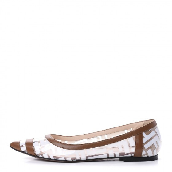 FENDI Zucca PVC Calfskin Colibri Ballerina Flats 39.5 Tobacco | Fashionphile