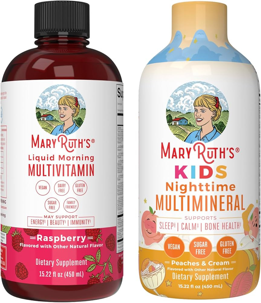 MaryRuth's Kids Nighttime Multimineral (Peaches & Cream) and Morning Multivitamin (Raspberry) | C... | Amazon (US)
