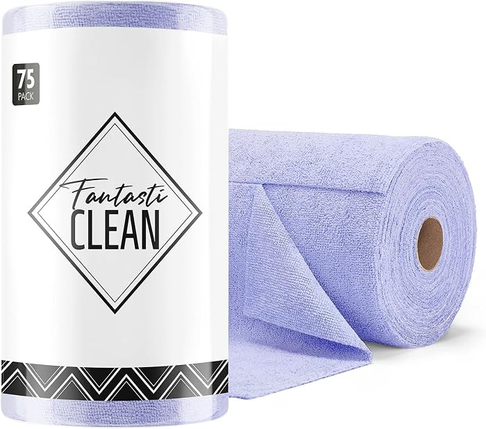 Fantasticlean Microfiber Cleaning Cloth Roll- 75 Sheets, 12"x12" (Lavender) | Amazon (US)