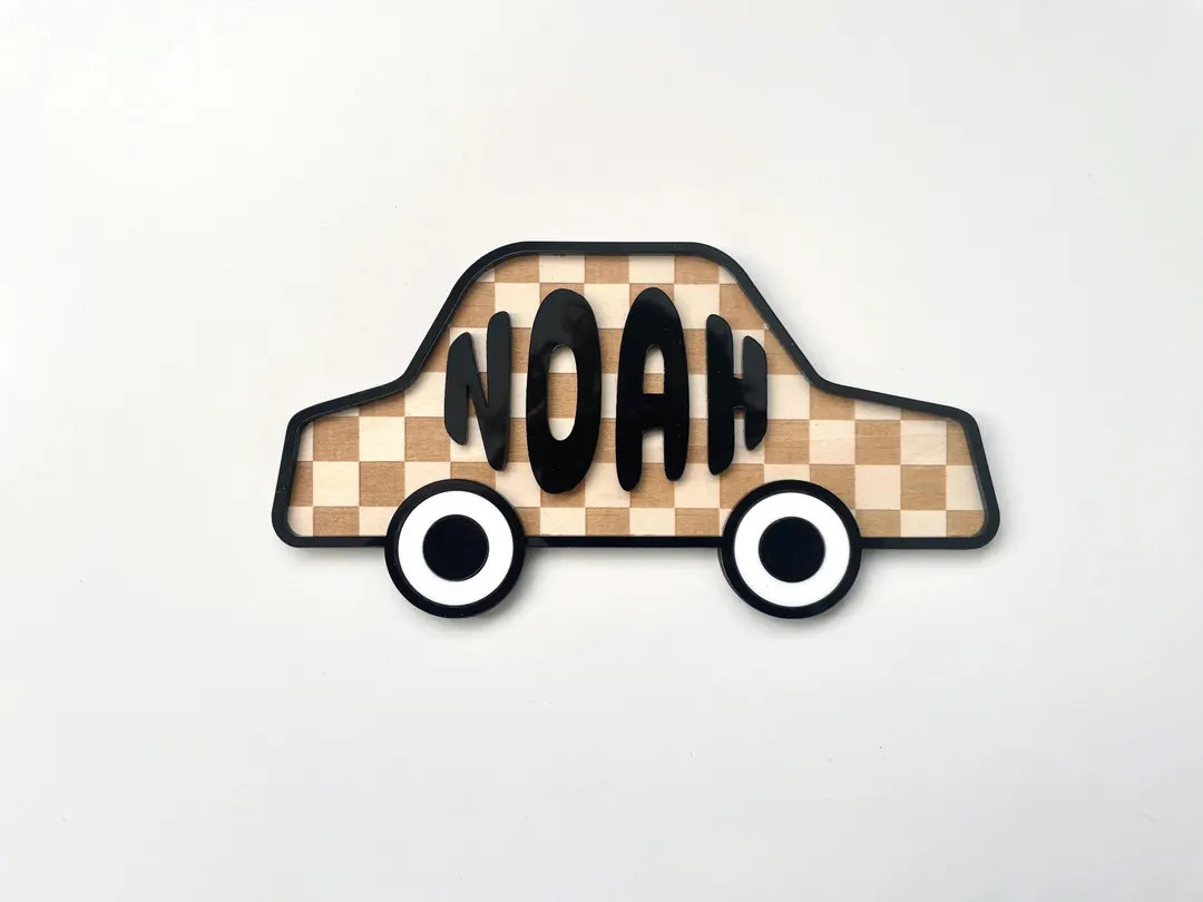 Personalised Car Name Sign | Nursery Wall Decor | Boy Room Decor | Kids Bedroom Sign | Custom Woo... | Etsy (Global)