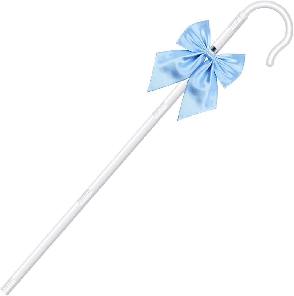 Shepherd Staff and Bow Tie Noveltied White Hook Canes with Blue Bowtie for Women Girls Halloween ... | Amazon (US)