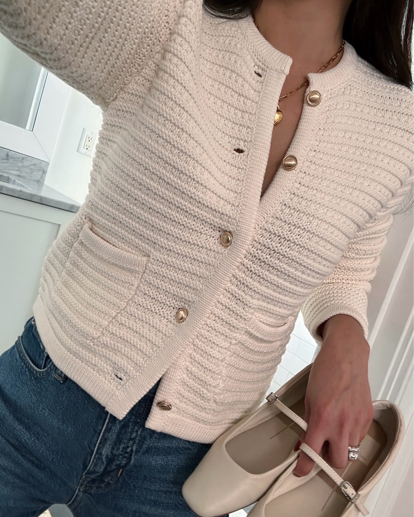 Xxs restocked in all colors! Flats also restocked, I have loved these since last spring  

Bad pic but finally got to try on the textured 100% cotton cardigan from Nordstrom as a dupe for my old one you guys loved!! Great neutral colors including red for Valentine’s Day, sizes going quickly!

This was the xxs which is petite friendly except fits me longer at the sleeves. Sleeve width is also a slim fit. Thicker weight textured cotton can be worn as a light jacket in the spring and fall too. 

Dolce vita flats are comfy with no breaking in - I have 5.5 and have worn them quite a bit since last year

Winter sweaters, cozy outfits, winter whites 

#LTKSeasonal #LTKPetite #LTKFindsUnder100