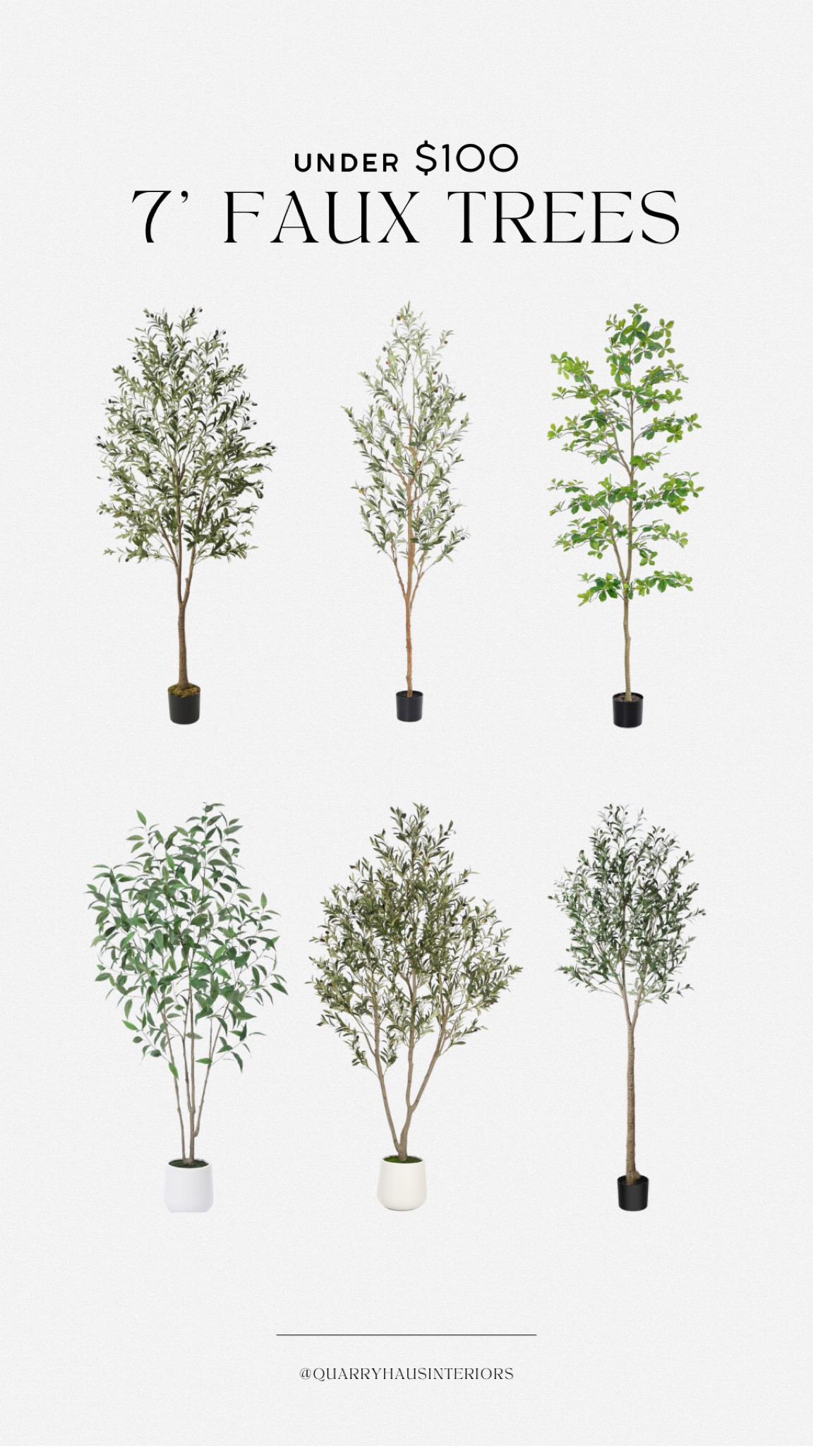 Budget friendly (and big!) faux trees - all 7’ tall for under $100! Including olive, eucalyptus and black olive options! 

#LTKFindsUnder100 #LTKHome