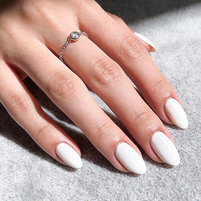Modelones White Press on Nails Almond, Short Almond Fake Nails, Reusable Nail Kit with Nail Glue ... | Amazon (US)