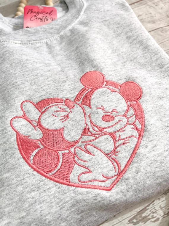 Sweethearts Mouse Embroidered Crewneck Sweatshirt  Ash | Etsy | Etsy (US)