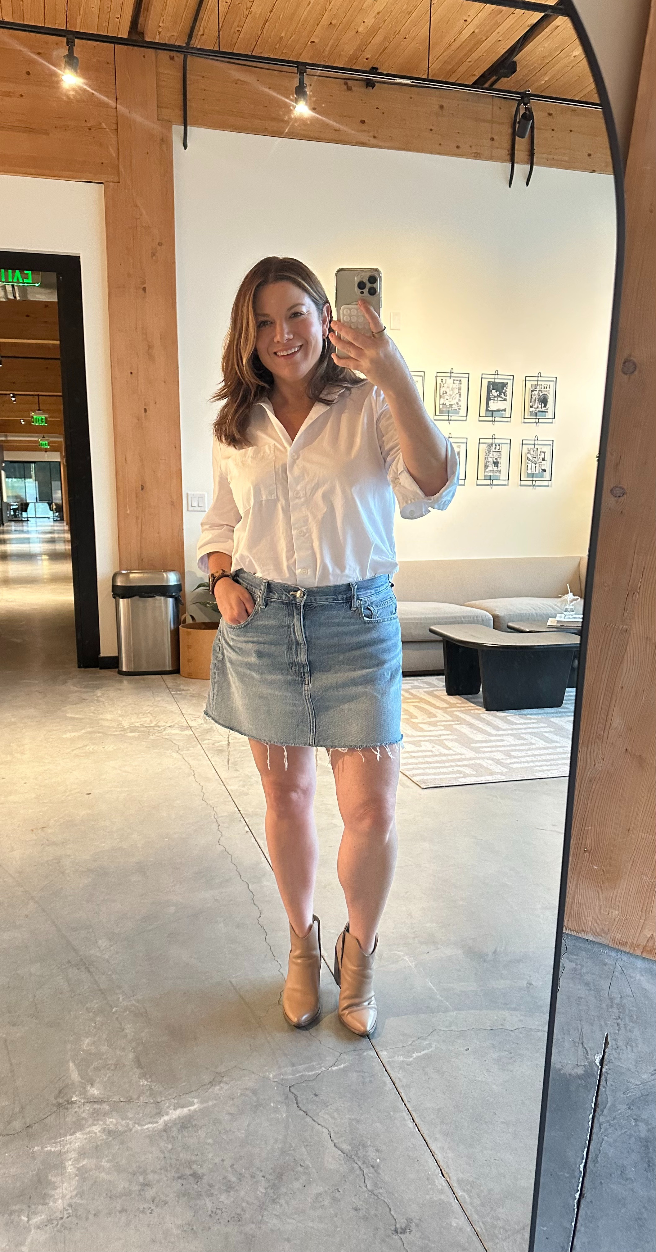Picked up this shirt + skirt at Madewell last week! Perfect for fall. Loved the shirt so much I bought it in white + blue.  

 

#LTKSeasonal #LTKOver40 #LTKWorkwear