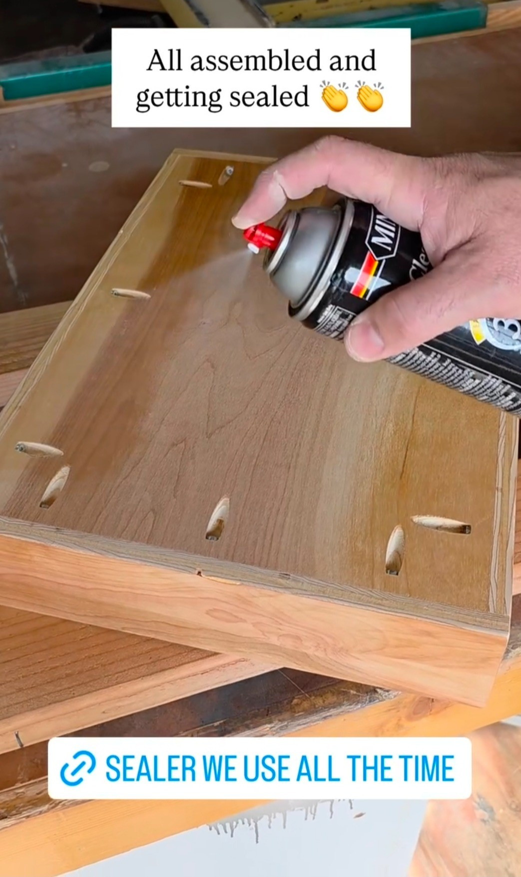 We use this spray sealer on just about every single woodworking project we do. It is easy to apply, doesn't require sanding in between coats, and gives you a beautiful, protected finish. #diy #woodworking 

 #LTKHome