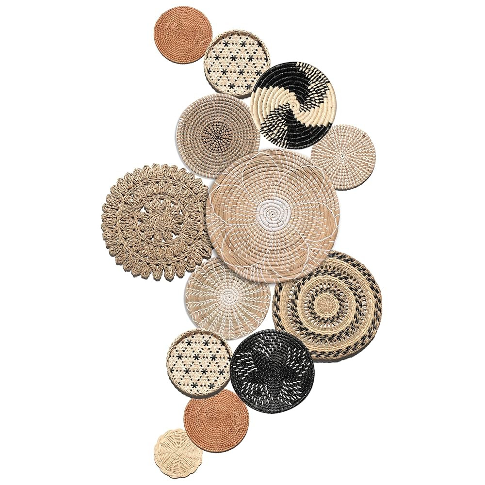 Decocoon Woven Basket Wall Decor, Set 13 Boho Basket Wall Decor, Hanging Decorative, Boho Baskets... | Amazon (US)