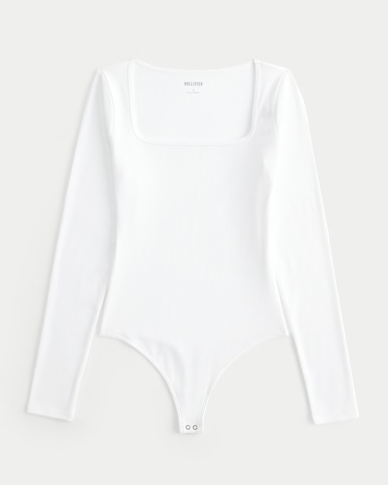 Women's Ribbed Seamless Fabric Square-Neck Bodysuit | Women's Clearance | HollisterCo.com | Hollister (US)