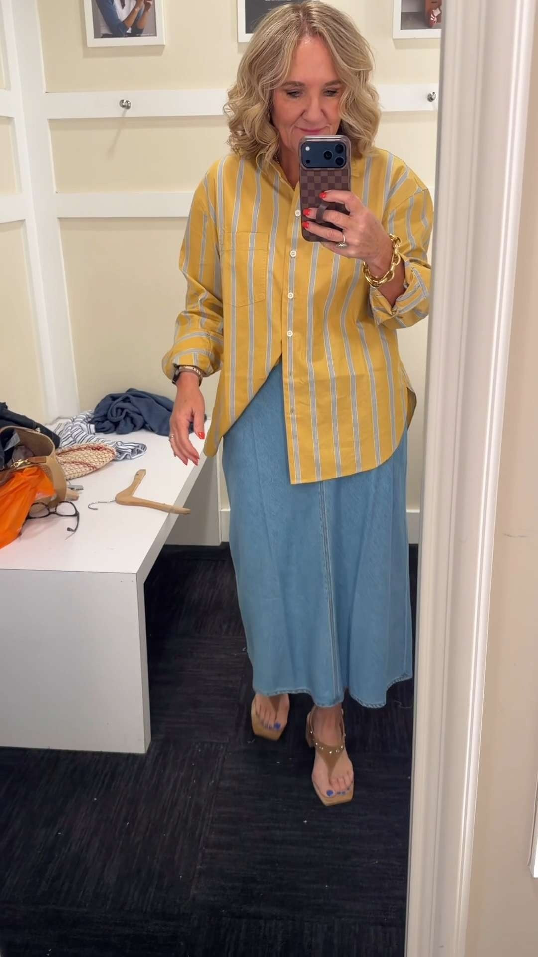 Madewell sale finds that are SO good right now 🫶🏻

This striped button-down and denim midi skirt combo is the perfect casual chic summer outfit, easy, flattering, and perfect for everyday wear, weekend brunch, travel days, or casual work outfits.

The sale is LIVE in the LTK app ✨ Use the code at checkout for 20% off your order! 

 #LTKootd #LTKOver40 #LTKSaleAlert