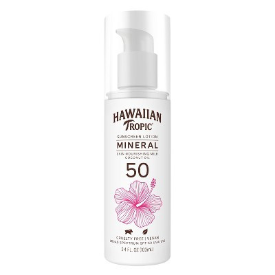 Hawaiian Tropic Mineral Sun Milk Body Lotion - SPF 50 - 3.4 fl oz: Vegan, Oxybenzone-Free, Octinoxate-Free, Coconut Scent | Target