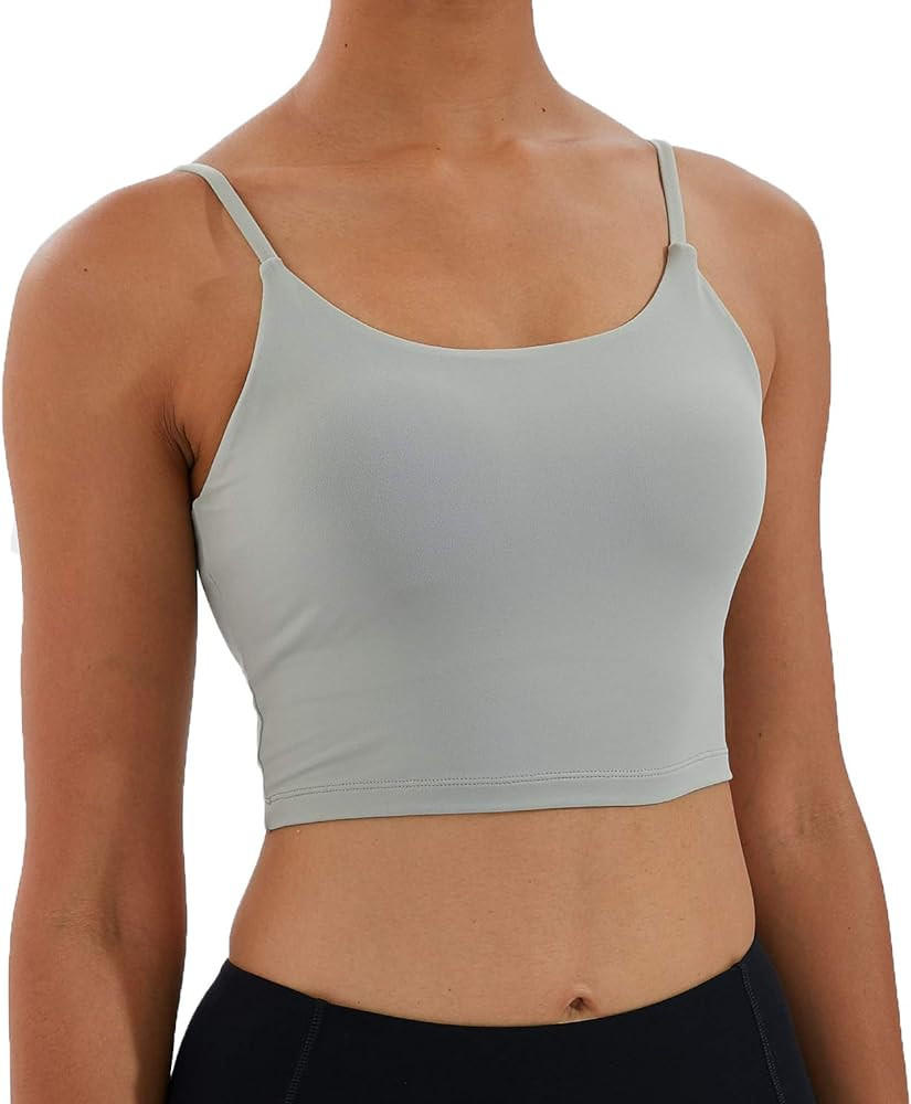 Women's Strappy Stretch Sports Bra Longline Yoga Tank Top Fitness Bra Workout Camisole Crop Tops ... | Amazon (US)