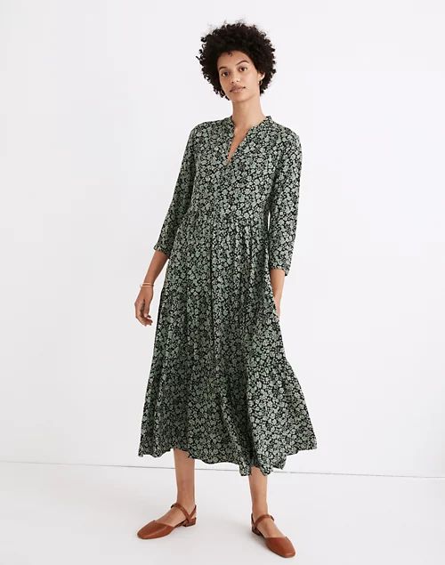 Button-Front Tiered Midi Dress in Fleur Field | Madewell