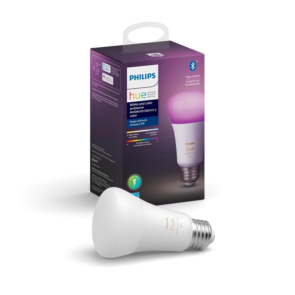 Philips Hue White & Color Ambiance A19 Bluetooth Smart LED Bulb - Multicolor | Walmart (US)