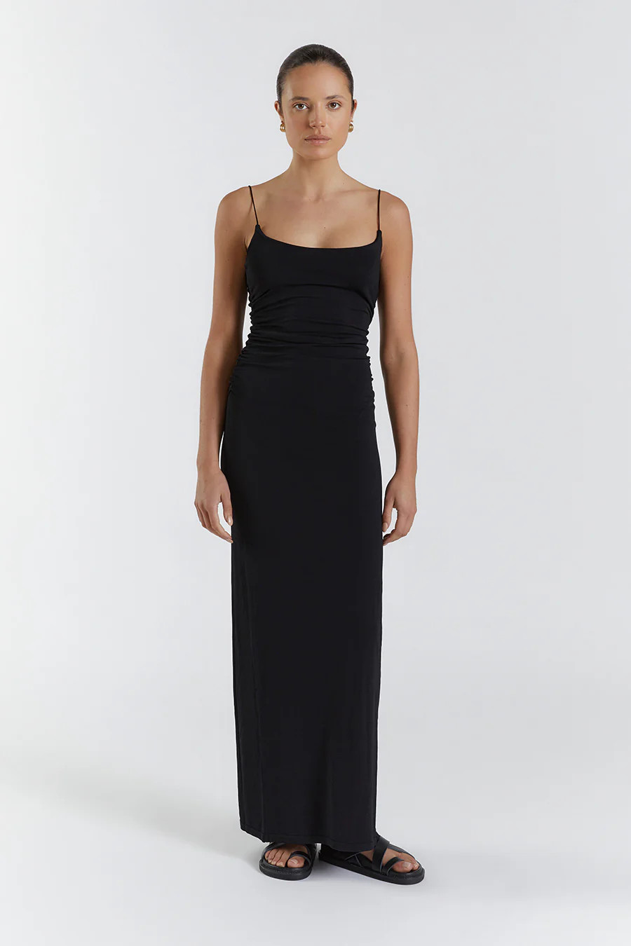 ROMY BLACK SCOOP KNIT MAXI DRESS | DISSH