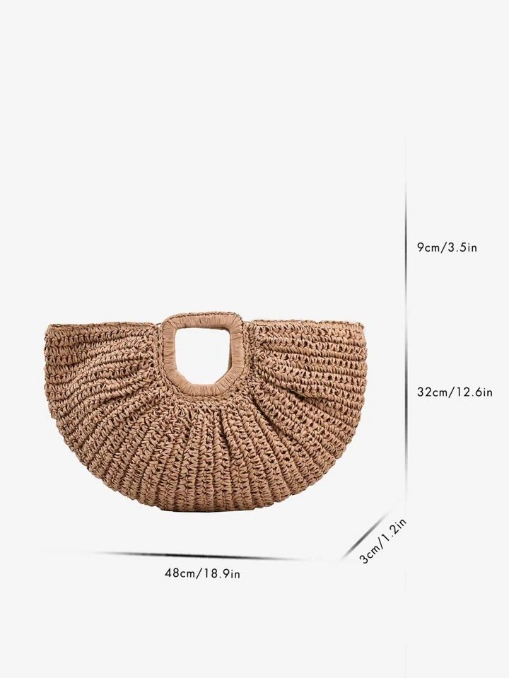 Oversized Straw Bag No-Closure Double Handle Vacation ,Beach Bag, Perfect For Summer Beach Travel... | SHEIN