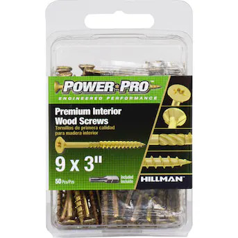 Power Pro #9 x 3-in Yellow zinc Interior Wood screws ( 50 -Per Box ) Lowes.com | Lowe's