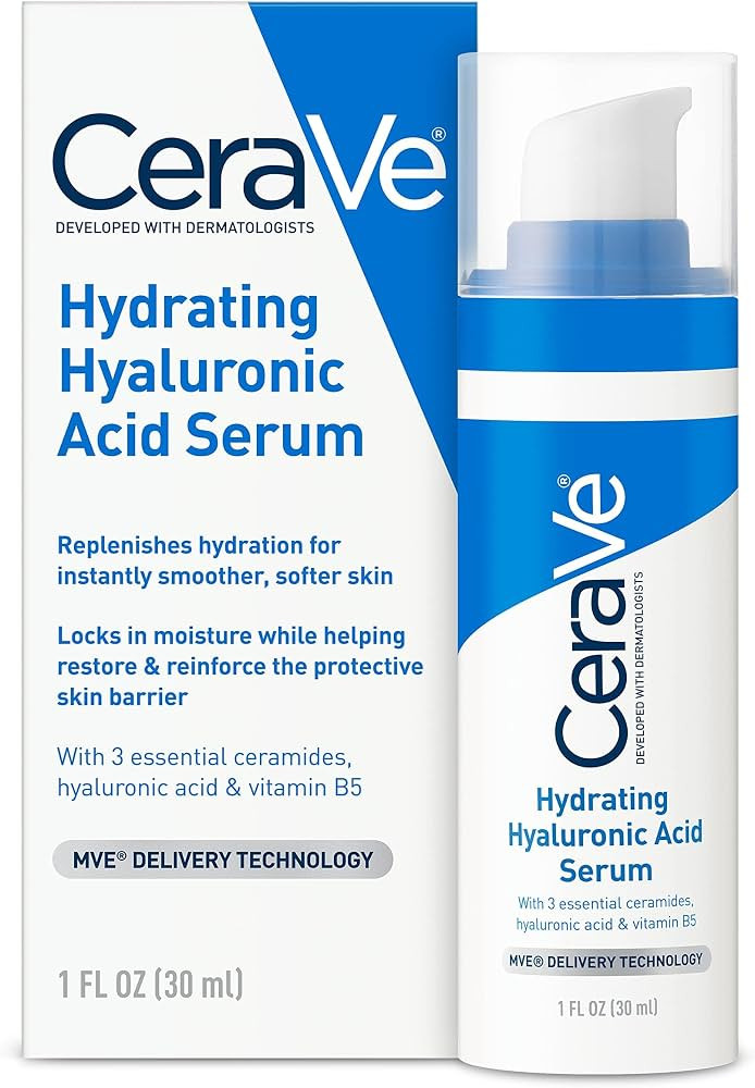Cerave Hyaluronic Acid Serum for Face with Vitamin B5 and Ceramides | Hydrating Face Serum for Dr... | Amazon (US)