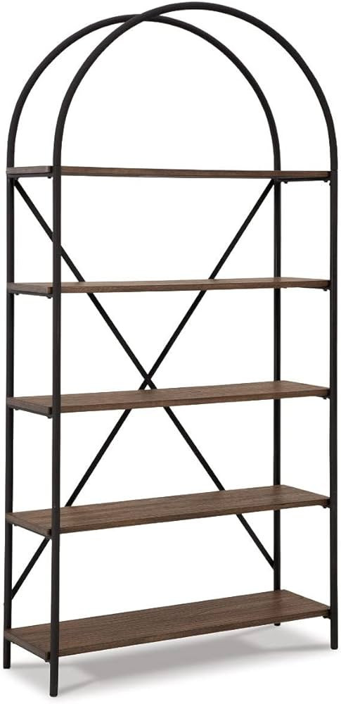 Signature Design by Ashley Galtbury Mixed Media Modern 5 Shelf Bookcase, Brown & Black | Amazon (US)