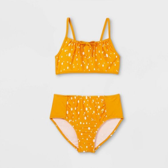 Girls' Dotted High Waist 2pc Bikini Set - Cat & Jack™ Yellow | Target