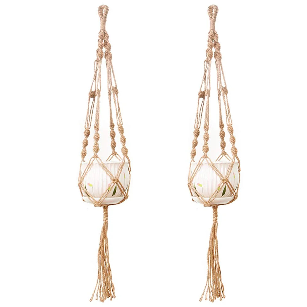 VISEMAN Macrame Plant Hanger-2 PcsOutdoor Indoor Jute/Hemp Rope Hanging Planter Holder/Hanging Ba... | Walmart (US)
