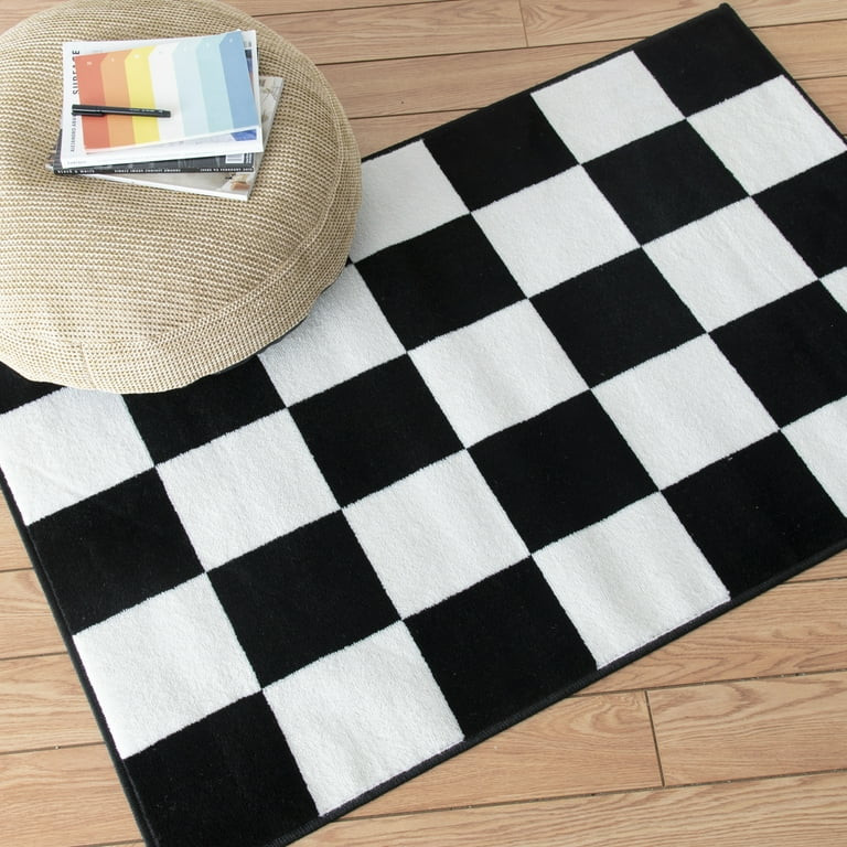 Mainstays 36"x56" Black and White Check Area Rug | Walmart (US)