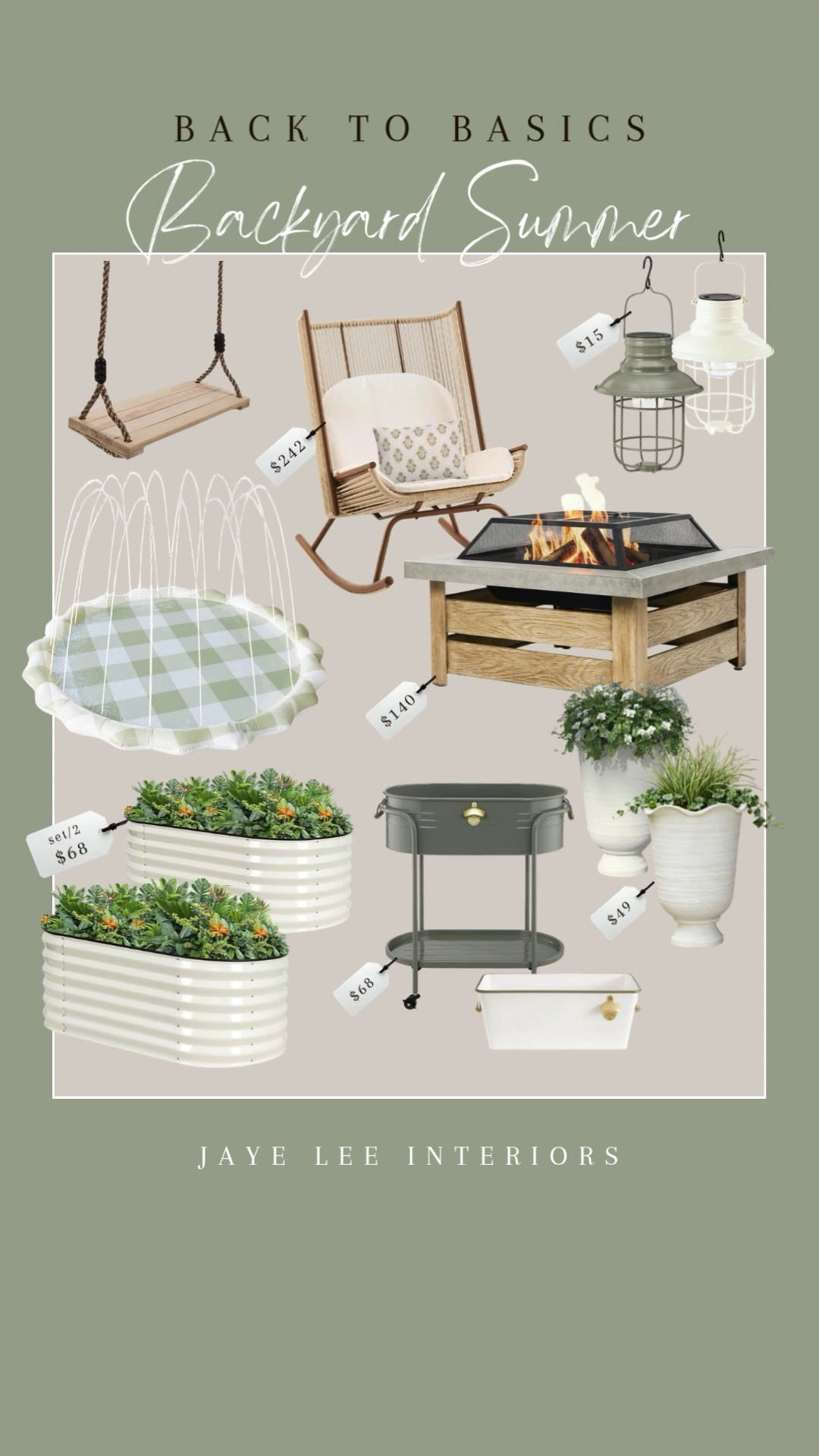 Summer's Simple Pleasures: hang up a tree swing, relax in a rocking chair, put your favorite beverages on ice, roast s'mores around the firepit, splash in the sprinklers, and plant a garden with the kids! No need for extravagance; find affordable summer backyard favorites linked here! #firepit #outdoorrockingchair #swing #splashpad #beveragecooler #drinksbucket #urn #planterboxes #raisedgardenbeds #kidstoys #popuptent #beachtent #toddlertent #traveltent #outdoorlighting #lanterns
 

 #LTKmomlife #LTKSeasonal #LTKHome

#LTKKids #LTKSaleAlert #LTKdayinmylife