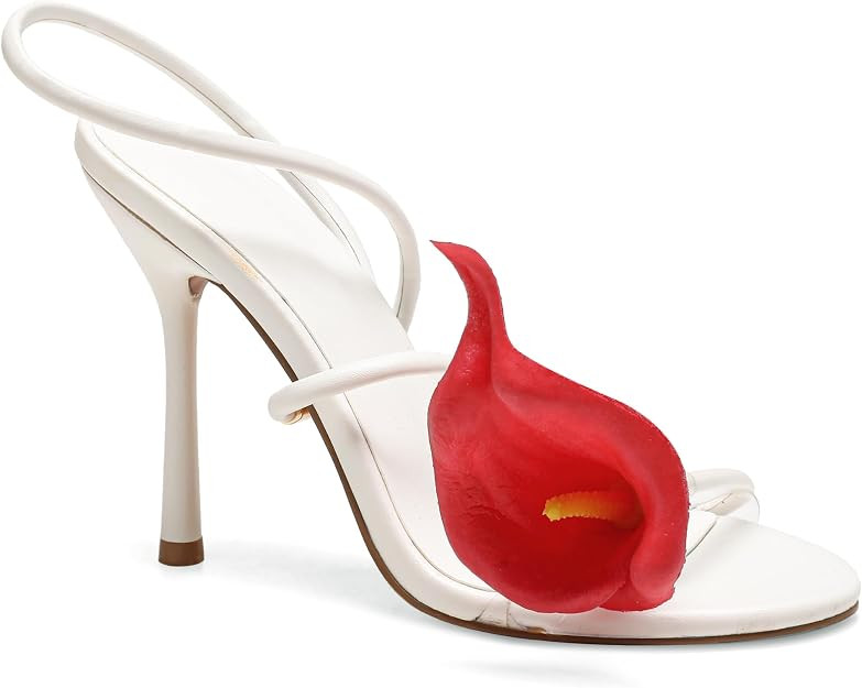Flower High Heels for Women Calla Lily Open Toe Floral Stilettos Heels Sexy Strappy Wedding Birth... | Amazon (US)