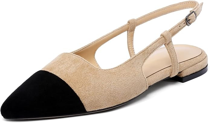 Mettesally Women's Pointed Toe Ballet Flat Shoes Cap Toe Classic Ballet Flats Walking Shoes Casua... | Amazon (US)