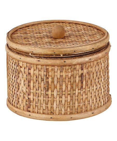 47th & Main Large Brown Lidded Rattan Basket | Zulily