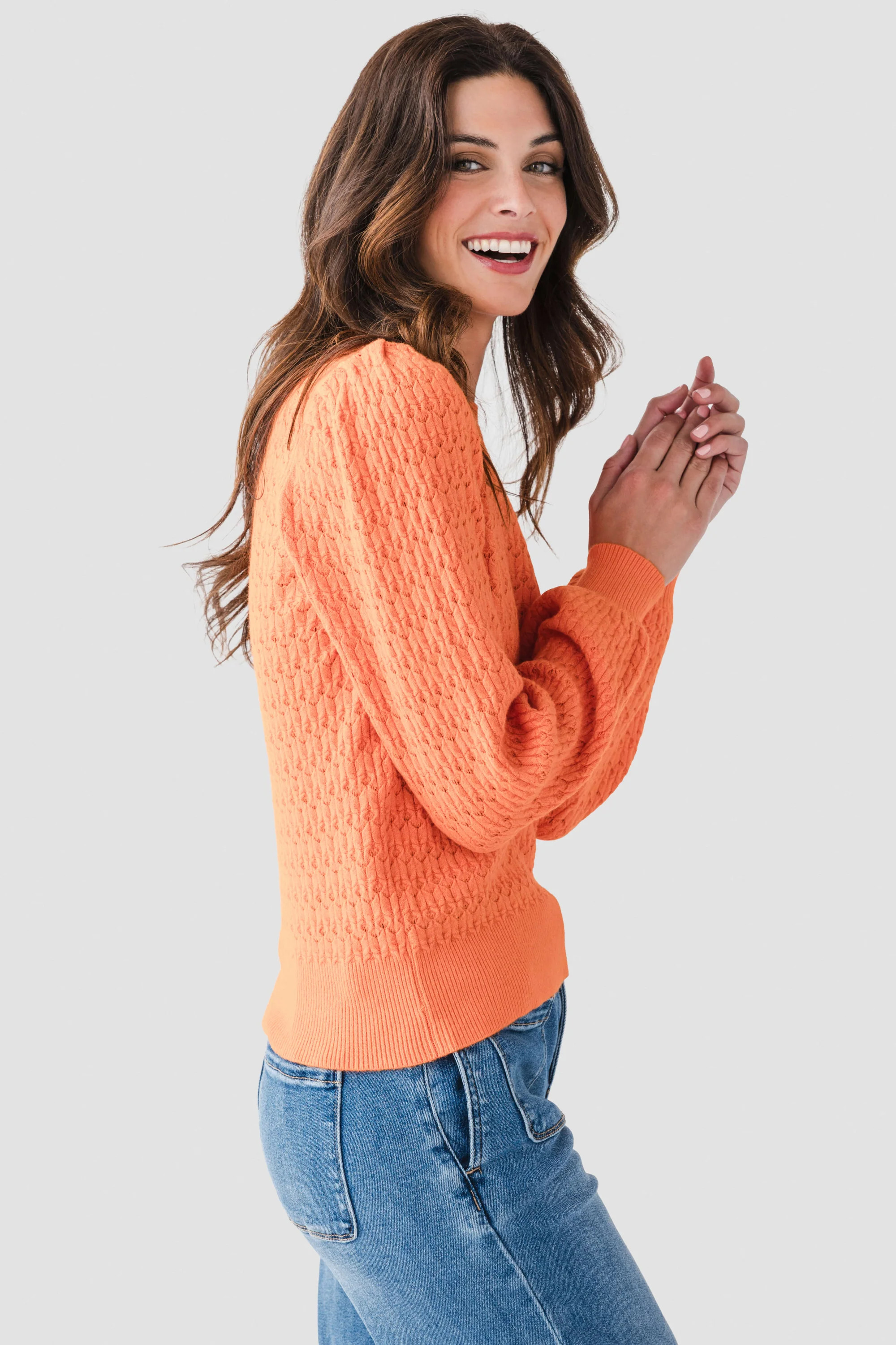 &Merci Scalloped Pointelle Sweater | Social Threads