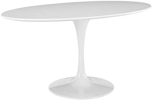 Hawthorne Collections Modern Minimalistic Design 60" Oval Dining Table with Pedestal Base in Whit... | Amazon (US)