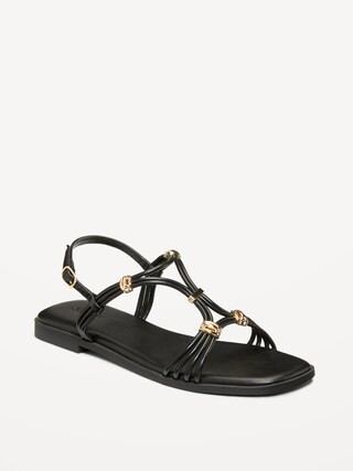 Faux-Leather Strappy Hardware Sandals | Old Navy (US)