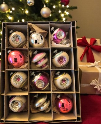 Vintage Shiny Brite Christmas Ornaments Indents Tornado 1930s W/Original Box  | eBay | eBay US