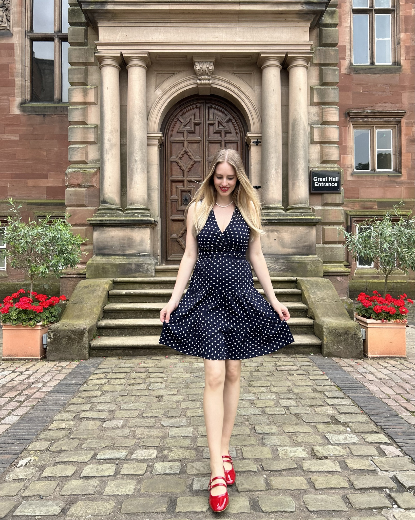 Navy polka dot dress with red shoes 💙👠

#LTKsummer #LTKstyletip #LTKbeauty