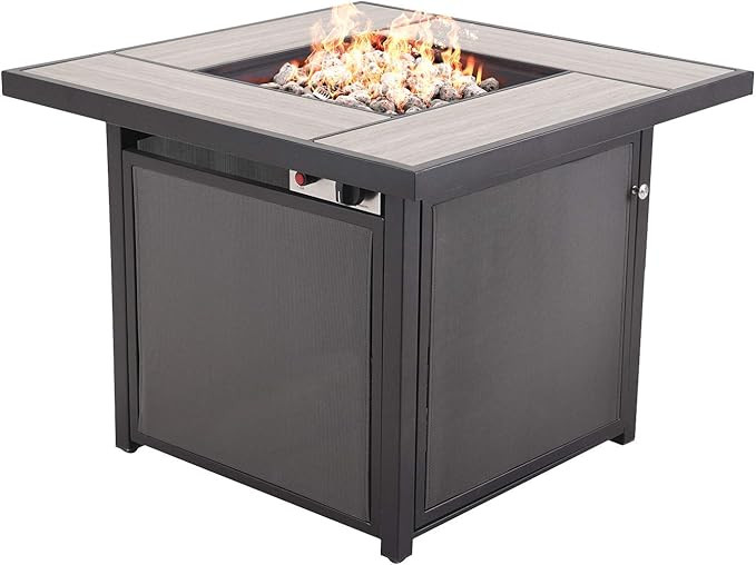 Grand patio Outdoor Gas Fire Pit Table Ceramic Tile Tabletop Propane Square Fire Table with Cover... | Amazon (US)