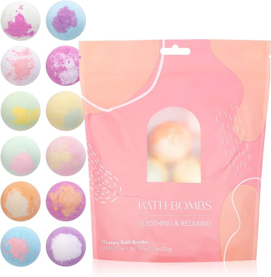 Bath Bombs for Women, 12 Small Bath Bomb Bubble Bath Set Spa Gifts for Women, Natural Handmade Ba... | Amazon (US)