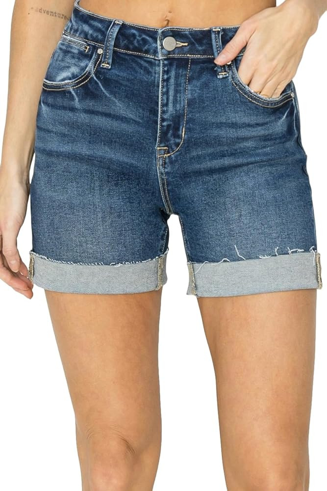 Risen Women's High Rise Cuffed Denim Shorts | Amazon (US)