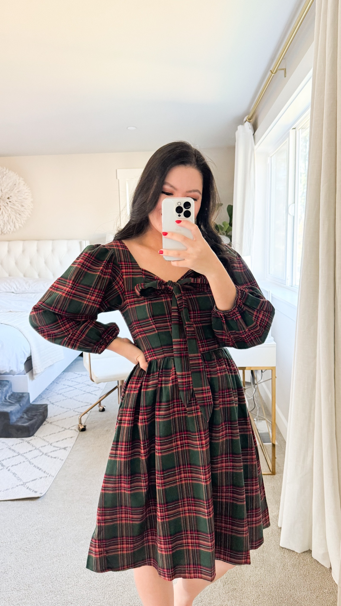 Holiday dress, midi dress green and red plaid print with bow and puff sleeves. Code 15TINABIT gets you 15% off at Ivy City Co

Runs large so size down! I’m wearing an XS when I’m usually a Size S

#LTKHoliday #LTKStyleTip #LTKSeasonal