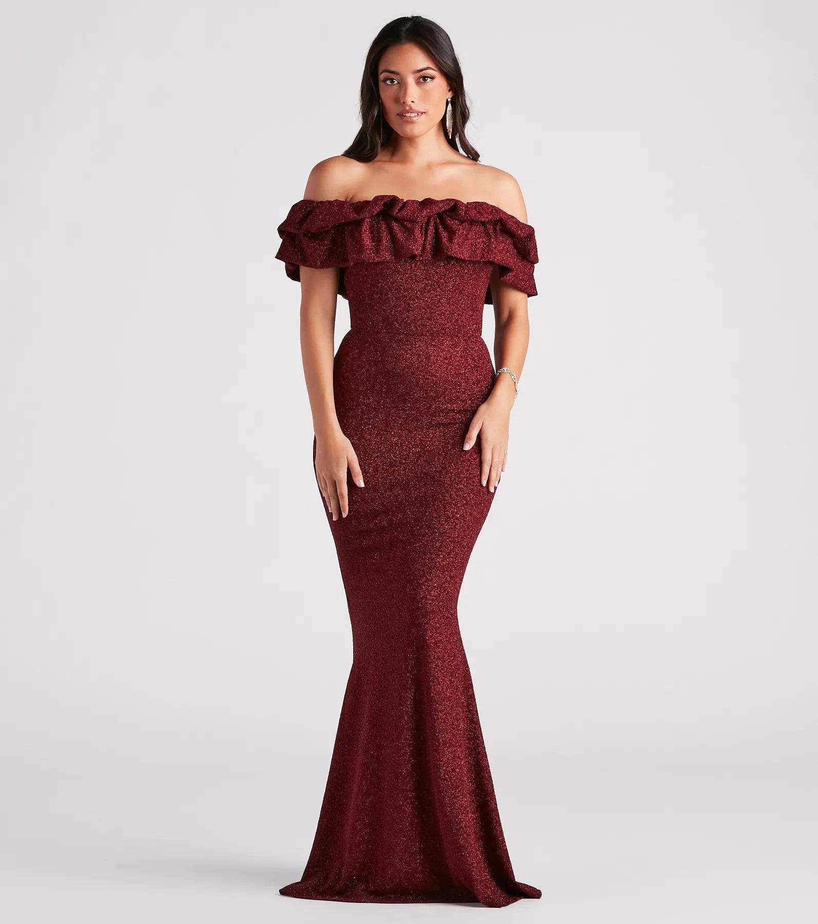Halsey Formal Glitter Ruffled Mermaid Dress | Windsor Stores